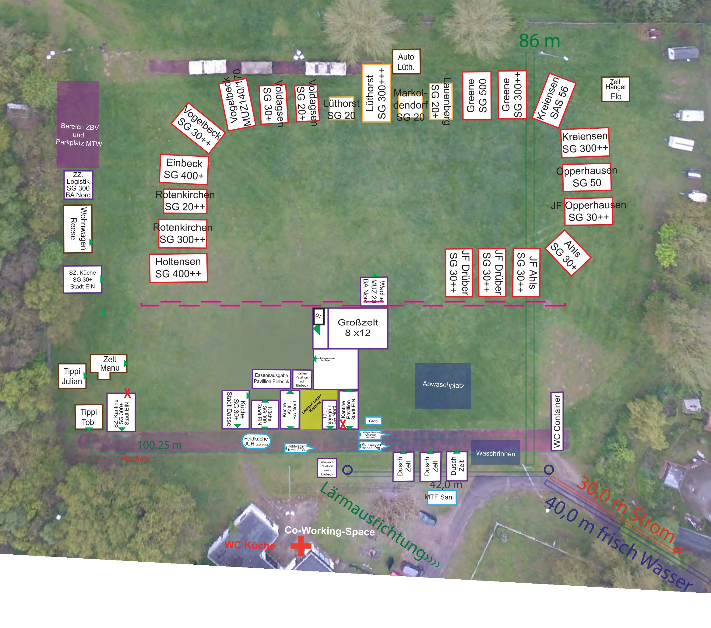 Lageplan des Zeltlagers